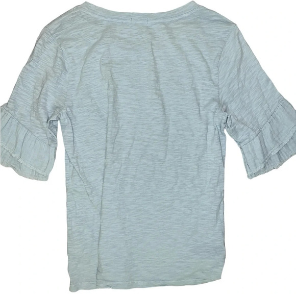 Dylan Light Blue Double Ruffle Sleeve Tee Slub Cotton - Picture 9 of 9